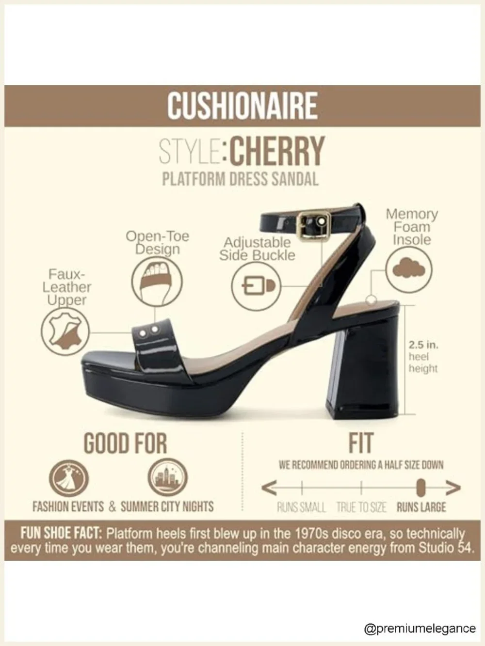 Platform Dress Sandal with Memory Foam, Ankle Strap, 2.5